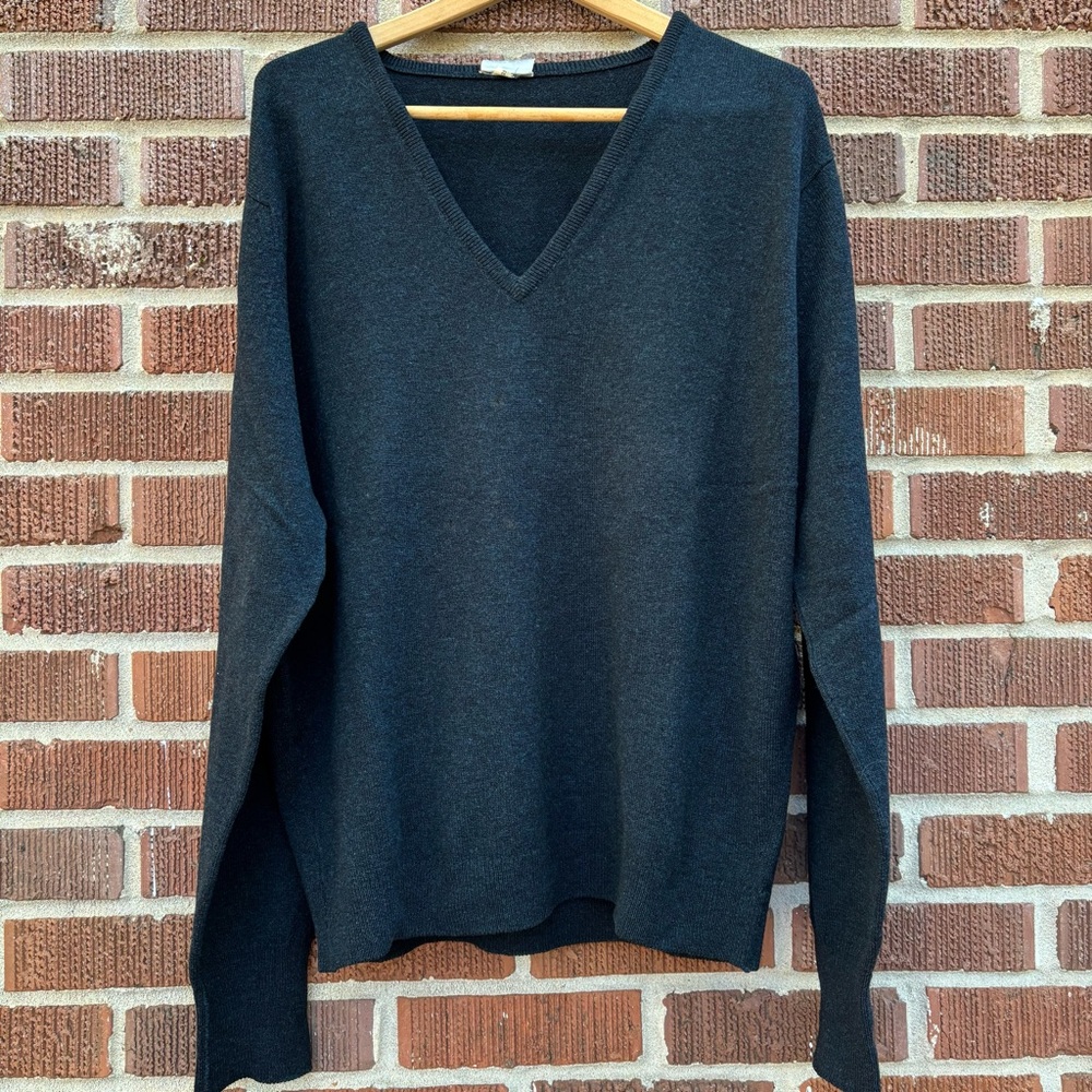 St Michael Mens Vintage Dark Blue V Neck Classic Retro Pullover Knitwear 44